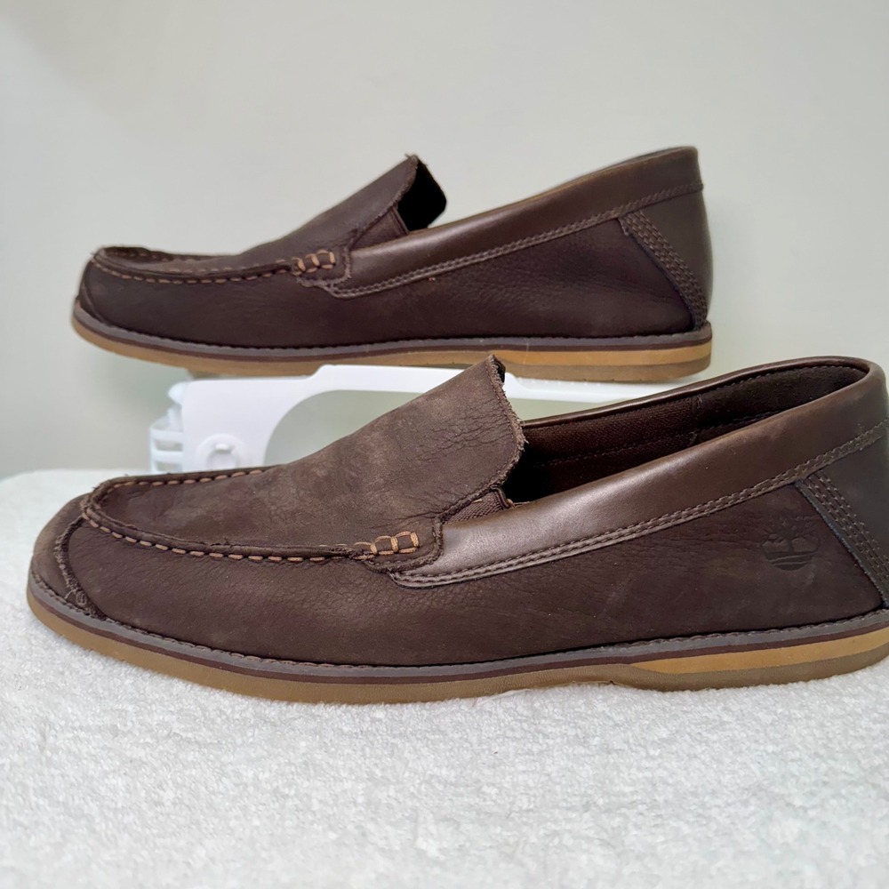 Timberland Men‎ Dark Brown Leather Slip On Loafer Shoes Size 10 - Picture 2 of 11